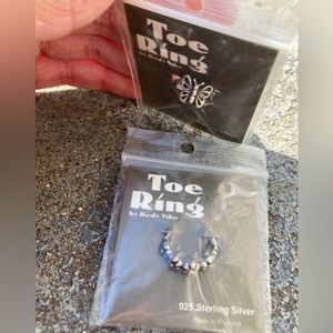 Toe Ring Set of 2 Sterling Silver 925 Adjustable Butterfly Floral Vintage y2k